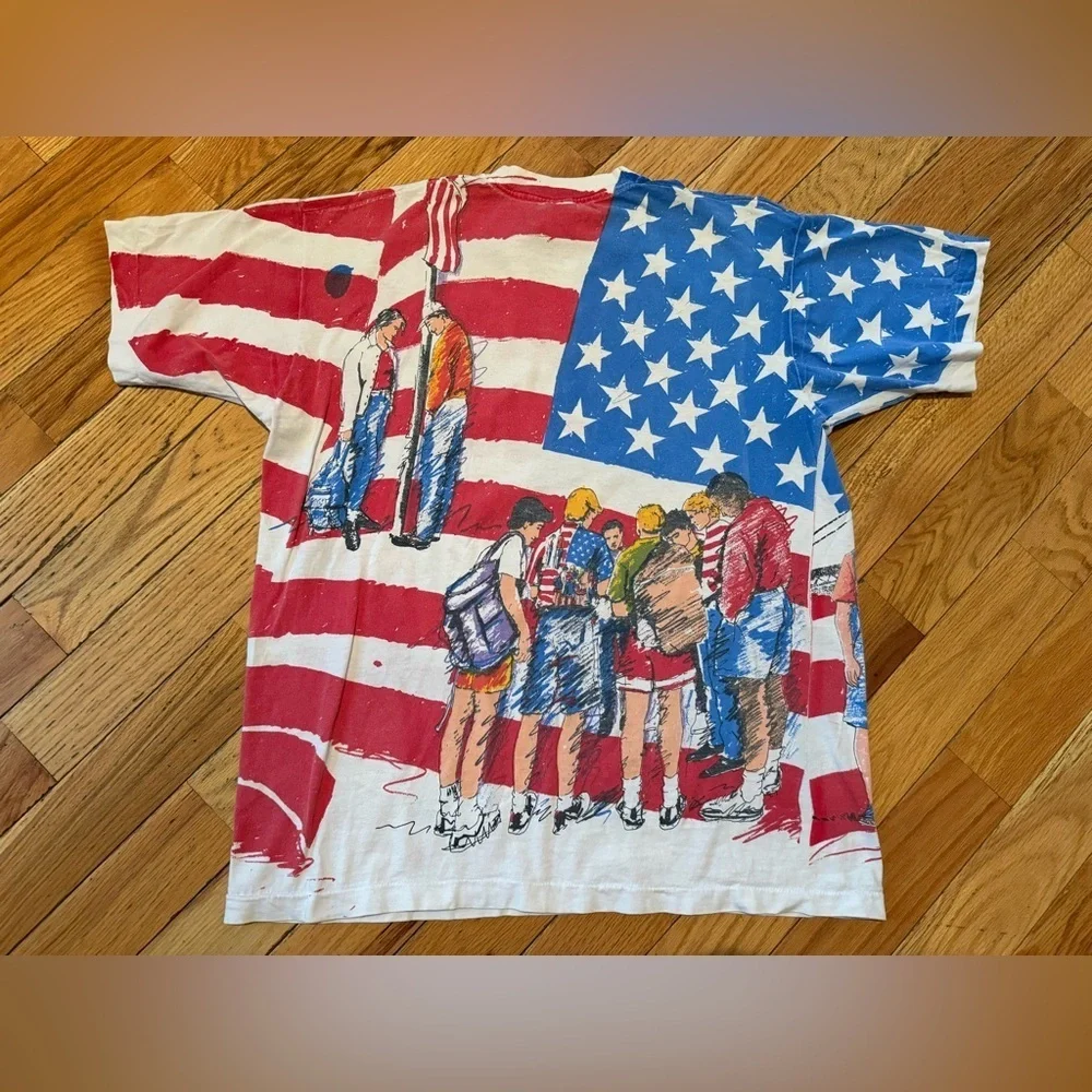 VTG 90s See You at The Pole American Flag Patriotic T Shirt Single Stitch Sz XL - Picture 8 of 14